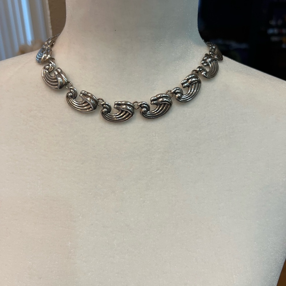 Vintage Solid Sterling Silver Choker Necklace - Taxco 1940s - Made in Mexico
